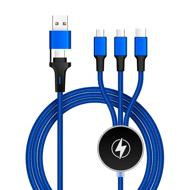 Cable 4 en 1 con logo en luz LED, 120 cmts de largo