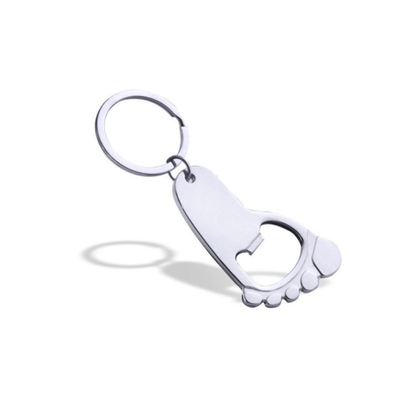 Llavero Metalico en forma de Pie con destapador de botellas, 55x40x22 mm