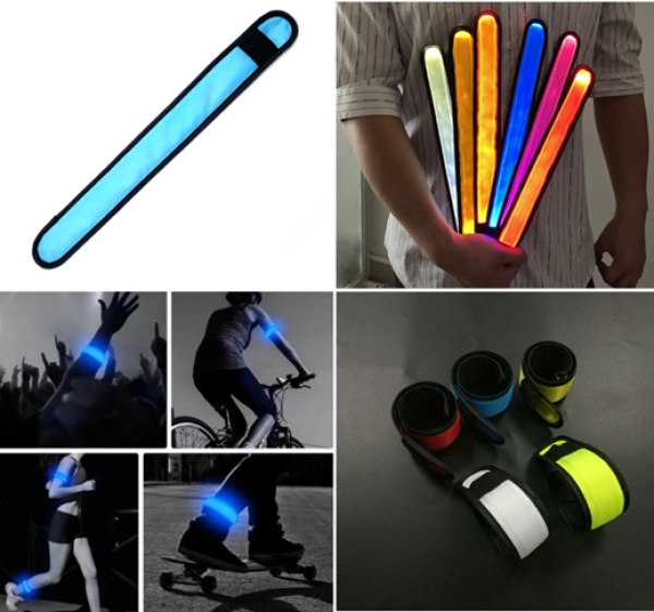Manilla o Brazalete Reflectivo con luz LED, de 36 x 4 cmts