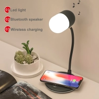 Lampara LED 3 en 1, con Parlante BT y Cargador Inalambrico, 12 x 32 cmts