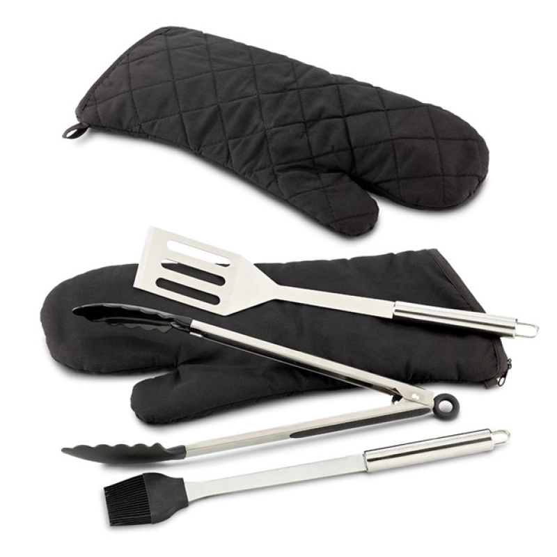 Set de 3 Pinzas para Asado con Guante, en estuche