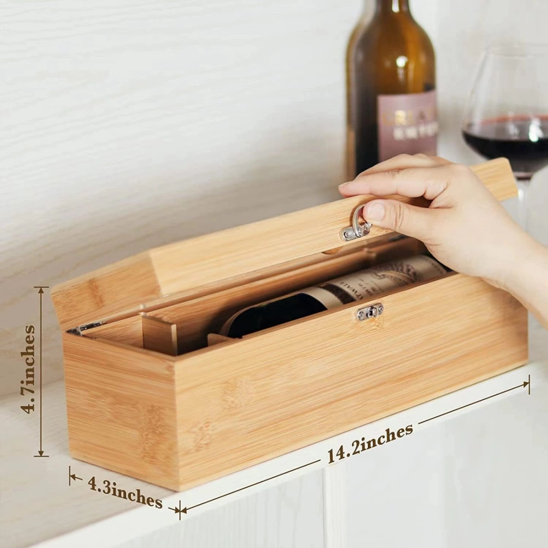 Set de 4 piezas para Vino en Bambú,  35.5 x 11.5 x 11.5 cmts