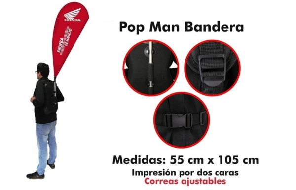Bandera Publicitaria Weston, con Arnes para Cargarla, de 55 x 105 cmts