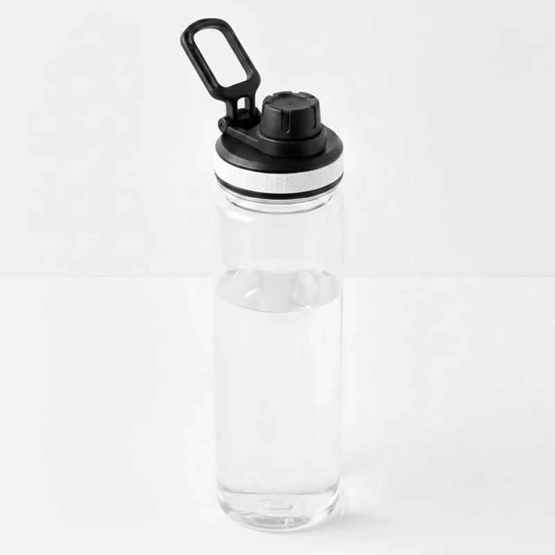 Botella plastica Hook, 650 ml, tapa rosca siliconada y manija, 22.3 x 6.5 cmts