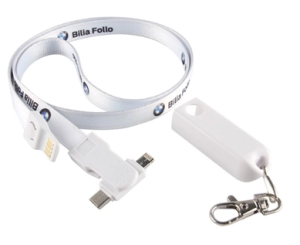 Cinta Lanyard con Conectores 3 en 1 y llavero, de 90 x 1.25 cmts