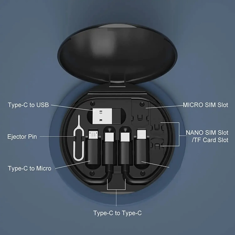 Kit Multiple de Carga Rapida 60W  y transmision de Data, 7 cmts diametro