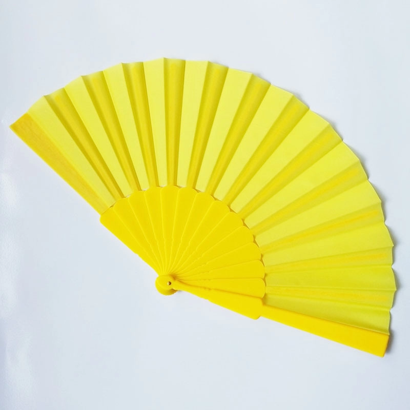 Ventilador o Abanico Manual, en plastico + poliester algodon, de 23 x 3.5 cm