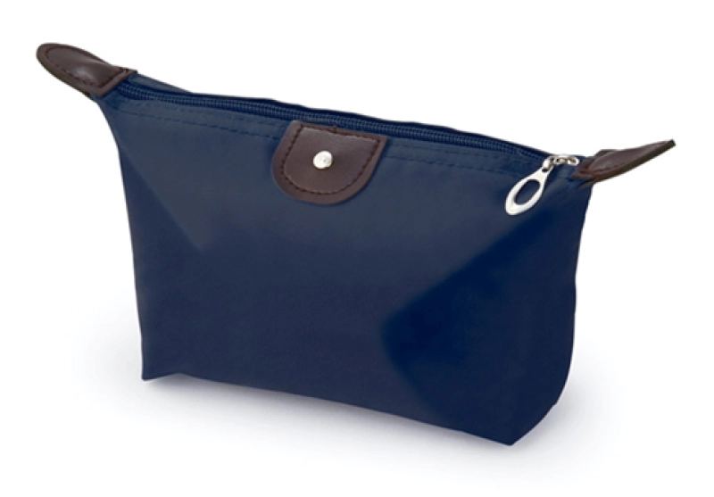 Cosmetiquera Provence, en lona con apliques en cuerina, 18 x 12 x 6 cmts