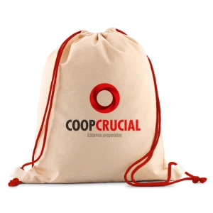 Tula Corcega, en algodon 100%, de 41 x 35 cmts, con cordones tipo morral