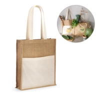 Bolso Winter, en Yute y lona cruda, 35 x 28 x 8 cmts, forro interno