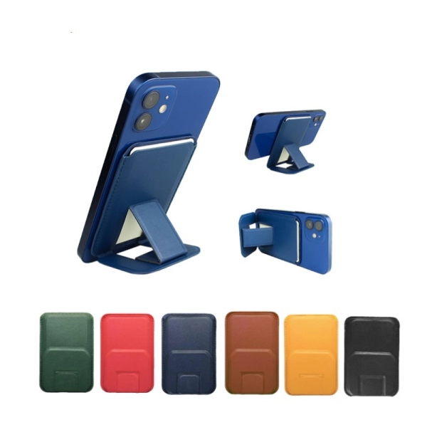 Stand Protector y Bolsillo Magsafe para Celular en PU, de 10 x 6.5 cmts