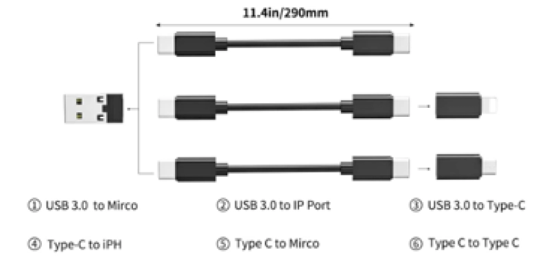 Multiconector 7 en 1, en estuche para guardar en ABS, 8 x 7 x 1 cmts