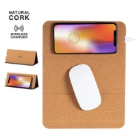 Mouse Pad con Cargador Inalambrico 10W, elaborado en Corcho, 26.5 x 20.5 cmts