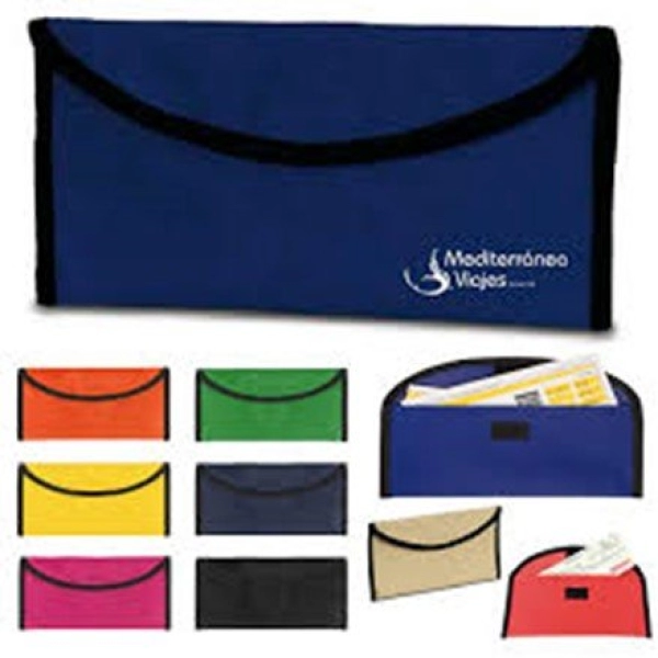 Portadocumentos Monterrey, en lona, con solapa y velcro, 27 x 13 cmts