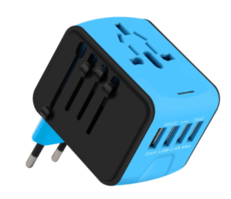 Adaptador para Viajes con multiples Conectores, 5 x 5 x 6.5 cmts