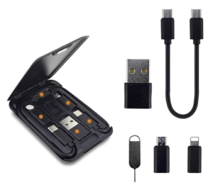 Multiconector 6 en 1, en estuche para guardar en ABS, 8.6 x 5.75 x 1 cmts