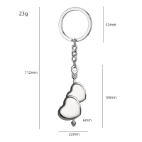 Llavero Metalico diseño 2 Corazones Flechados