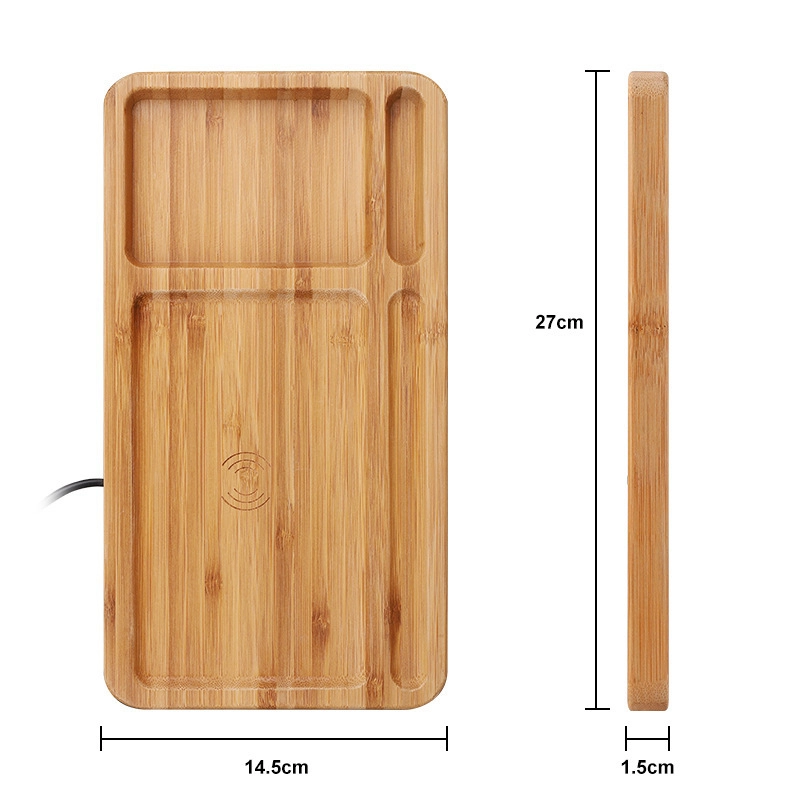 Cargador Inalambrico modelo Bandeja, elaborado en Bambu, 14.4 x 27 x 1.5 cmts