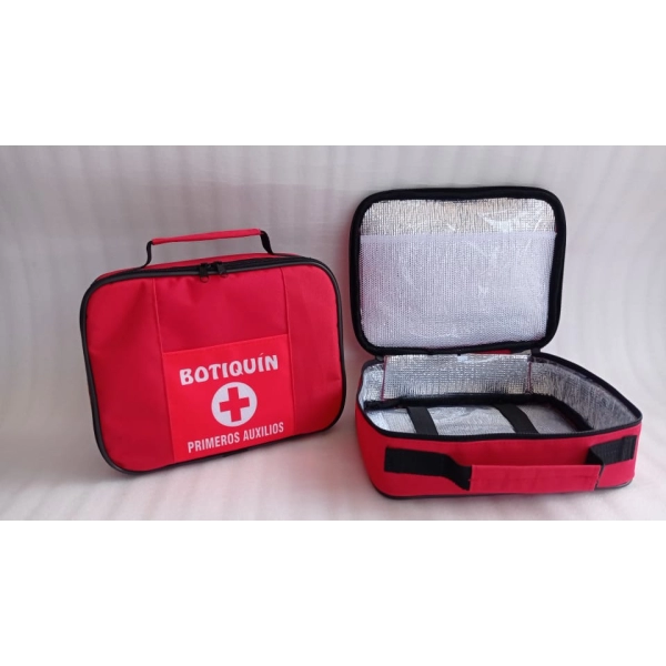 Botiquin Caracas, de primeros auxilios, 30 x 22 x 13 cmts, con bolsillo y elasticos