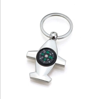 Llavero Metalico en forma de Avion con Brujula, 5.1 x 3.7 cmts