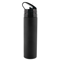 Botella Flex, 700 ml, en silicona, se comprime, tapa chupo y mosqueton, 27x 6.5 cm