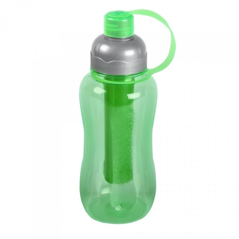 Botella Freezer, plastica, de 600 ml, con tubo enfriador, 22 x 6.5 cmts de diametro,