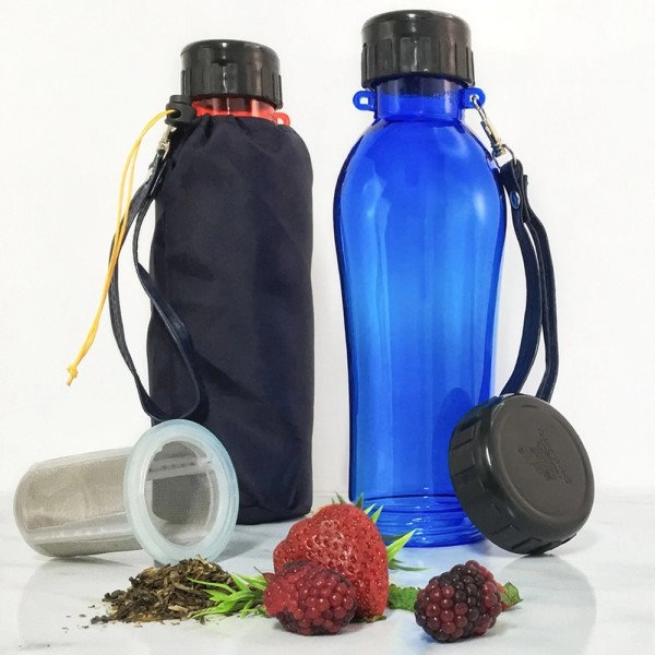 Botella Plástica London, 580 ml, con dosificador para te e infusiones, 23 x 6 cmts