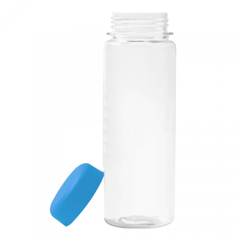 Botella Stark, plastica transparente con tapa de color, 500 ml., 18 x 6.5 cmts