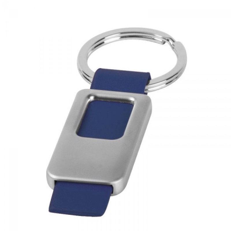 Llavero Pod metalico, con accesorio en imitacion cuero, de 9.5 x 3.5 x 0.5 cmts