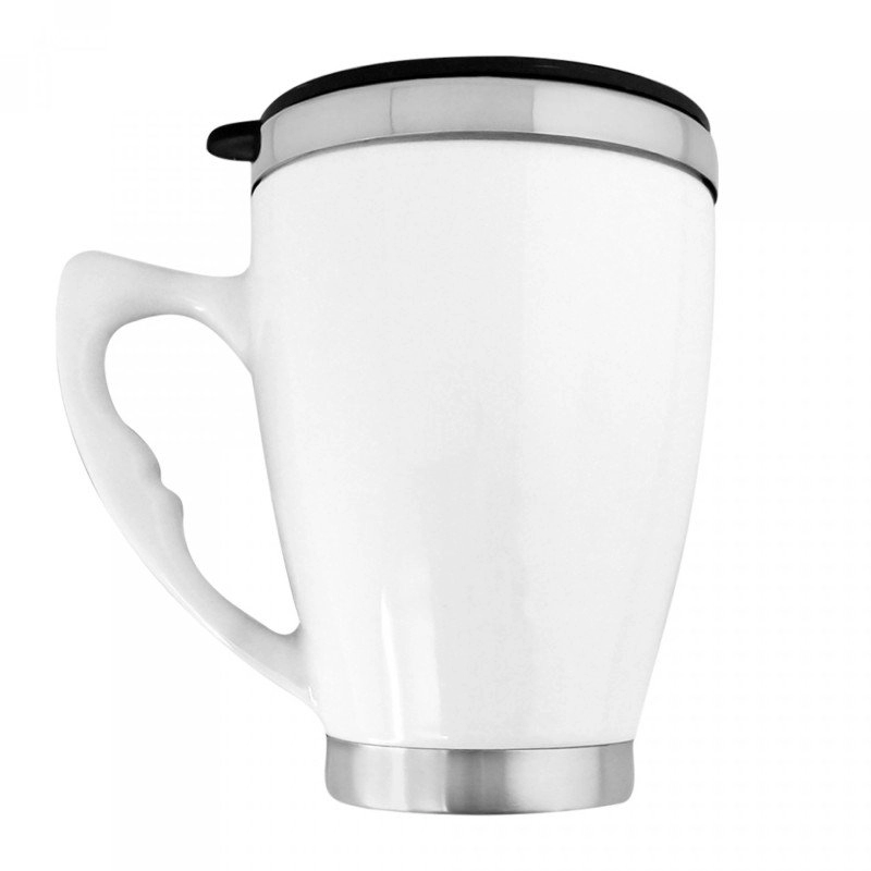 Mug Pocillo de Cerámica, 16 oz, interior acero inoxidable, 13.5 x 9 cmts