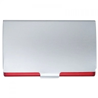 Porta tarjetas en Aluminio con acrílico, 9.8 x 6.4 cmts