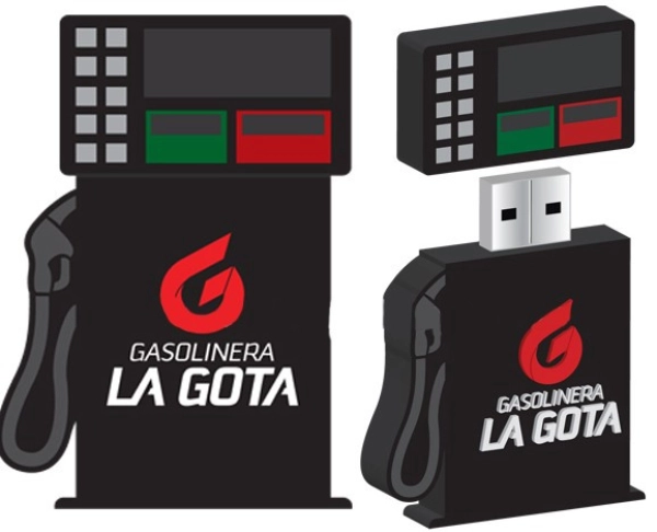 Memoria USB en PVC 2D diseño Dispensador de Gasolina