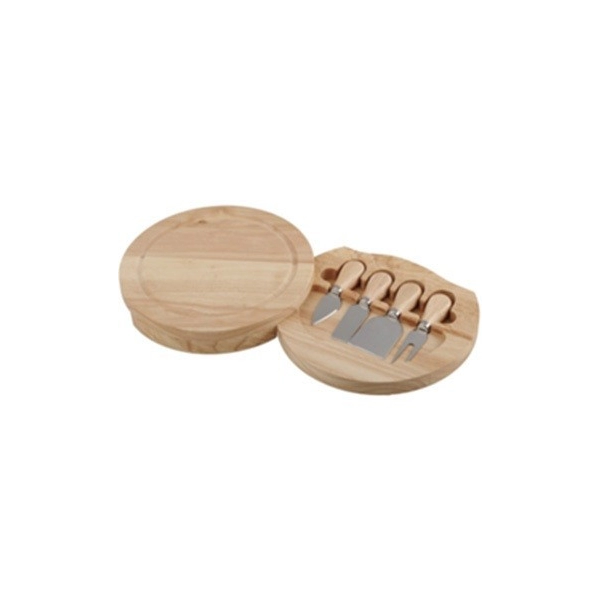 Tabla de Madera para Quesos con Set de 4 Cuchillos