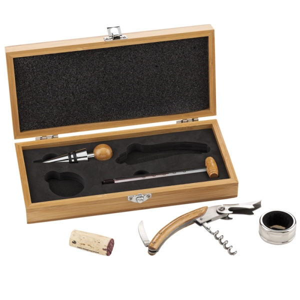 Set de 4 piezas para Vino en Bambú