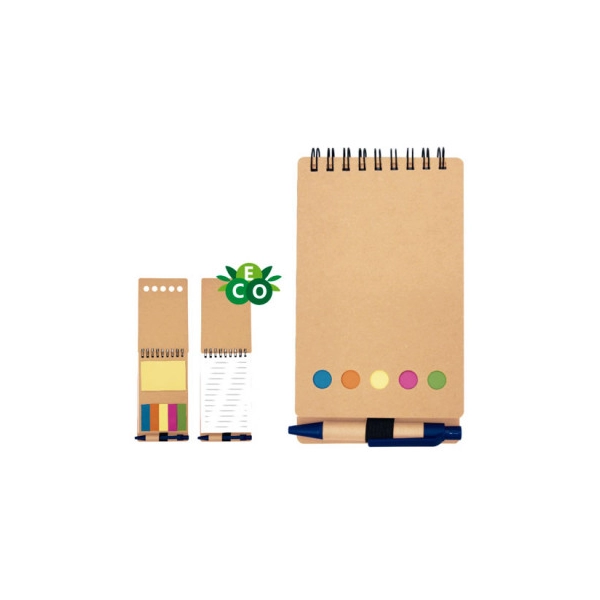 Libreta Funny, en cartón reciclado con boligrafo, 15.2 x 8.6 cmts